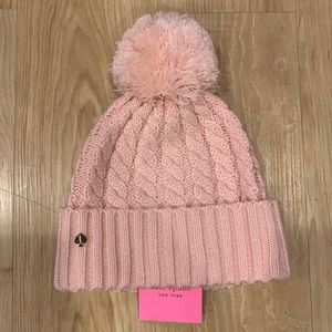 Kate Spade Pink Knit Pom-Pom Beanie